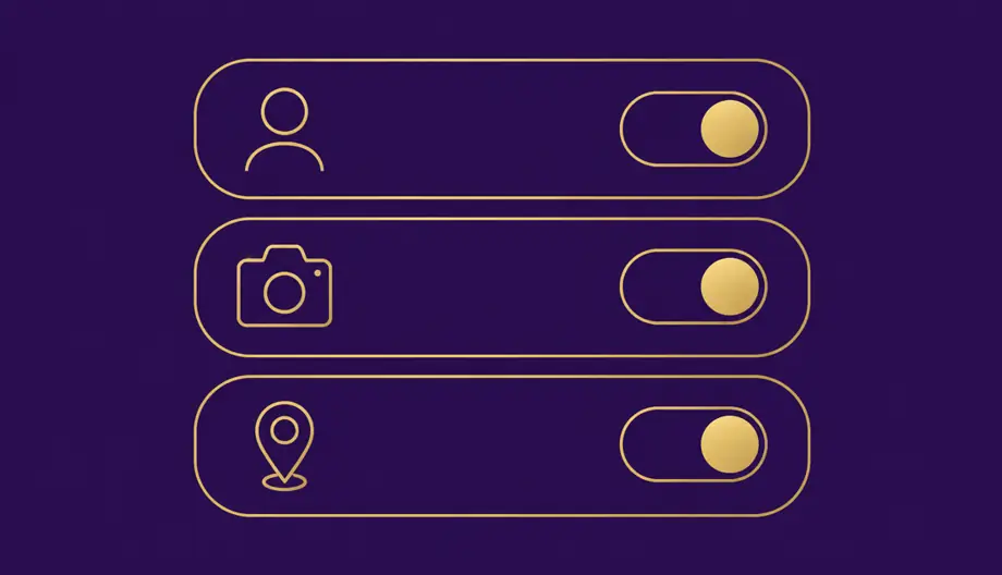 Android app permission toggles for contacts, camera and location
